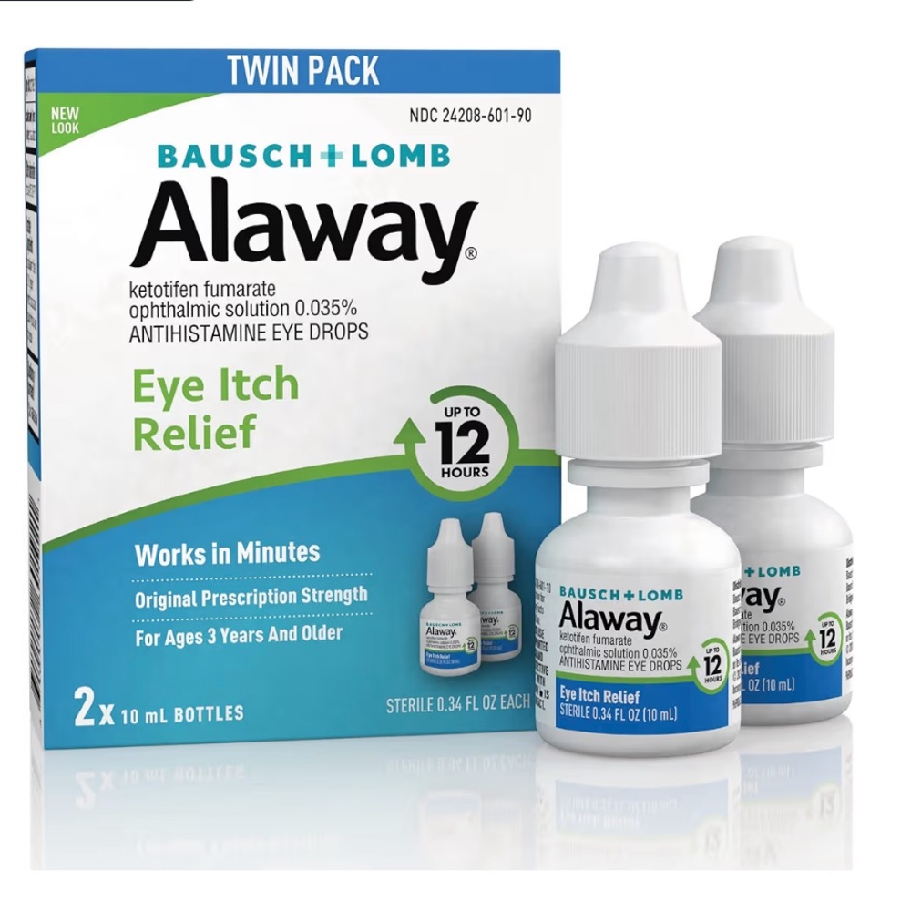 Alaway Antihistamine Eye Drops Prescription-Strength Formula 0.34 Oz Pack of 2